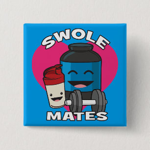 Bóton Quadrado 5.08cm SWOLEMATES Garganta De Proteína Funny Bodybuilding