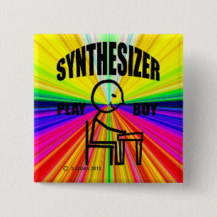 Bóton Quadrado 5.08cm Synthesizer Play Boy