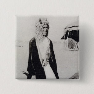 Bóton Quadrado 5.08cm T.E. Lawrence no vestido árabe (foto de b/w)