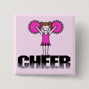 Bóton Quadrado 5.08cm T-shirt e presentes Cheerleading cor-de-rosa
