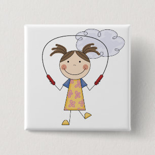 Bóton Quadrado 5.08cm T-shirt e presentes da corda de salto da menina