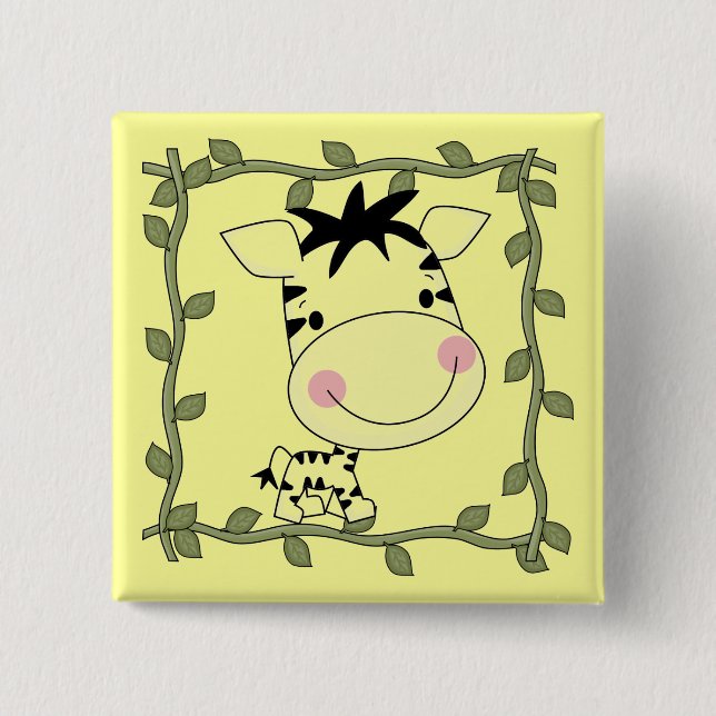 Bóton Quadrado 5.08cm T-shirt e presentes da zebra do bebê (Frente)