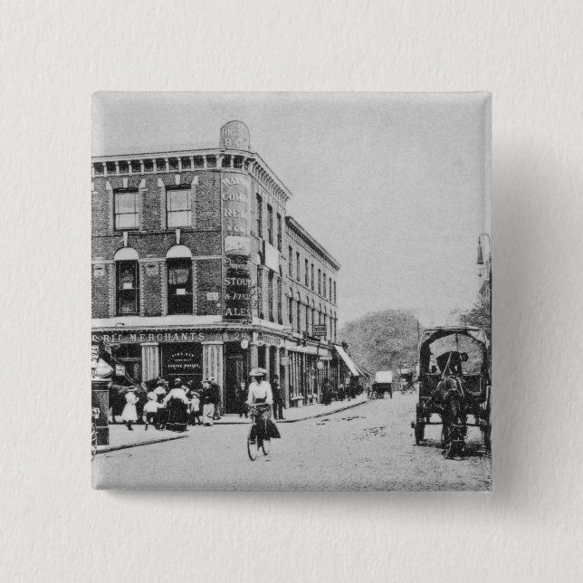 Bóton Quadrado 5.08cm Taberna do celeiro, Highbury, c.1900 (Frente)