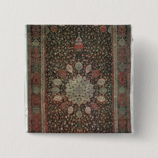 Bóton Quadrado 5.08cm Tapete de Ardabil feito para a mesquita em Ardabil (Frente)