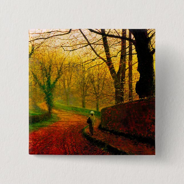 Bóton Quadrado 5.08cm Tarde de novembro Stapleton Park Grimshaw (Frente)