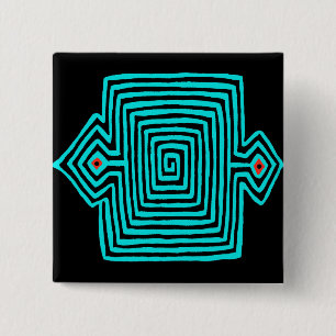 Bóton Quadrado 5.08cm Tartaruga Mola do Panamá - Preto Azul