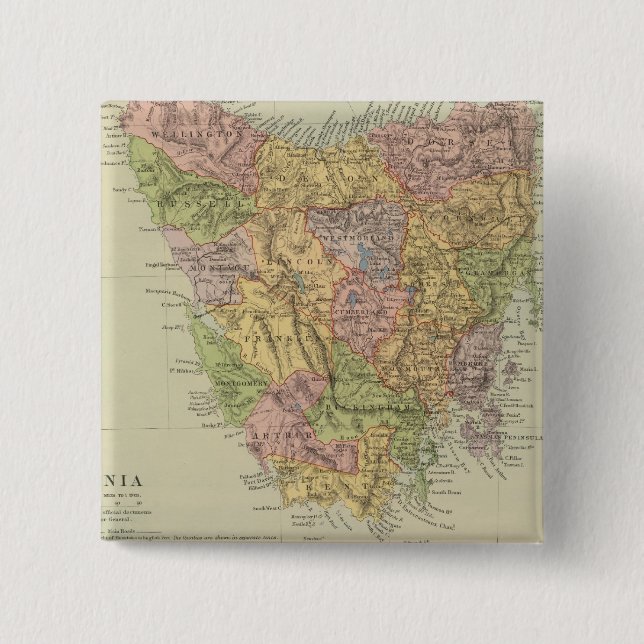 Bóton Quadrado 5.08cm Tasmânia, Fiji (Frente)