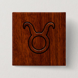 Bóton Quadrado 5.08cm Taurus Zodiac - Sinal de Mahogany