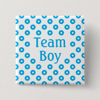 Bóton Quadrado 5.08cm "Team Boy" Predição de Gênero na Bolinhas Branca