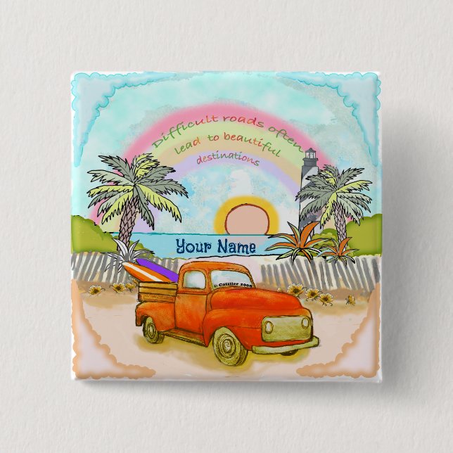 Bóton Quadrado 5.08cm Tecla Truck Surfer Lighthouse (Frente)