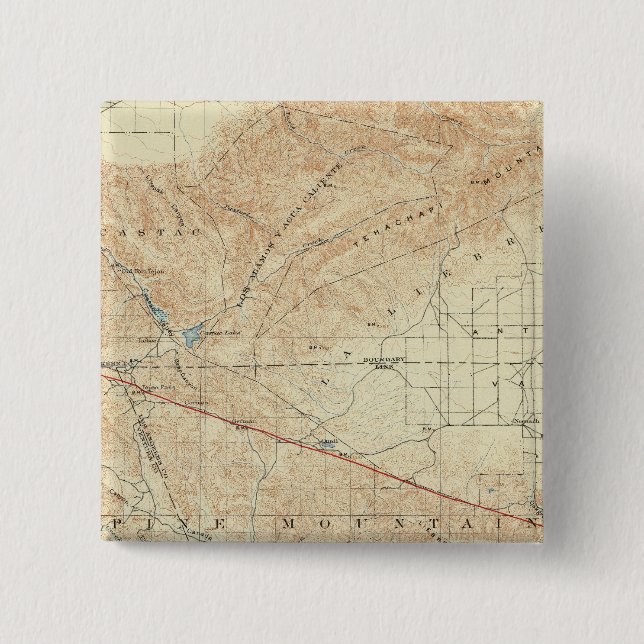 Bóton Quadrado 5.08cm Tejon quadrangular mostrando San Andreas Rift (Frente)