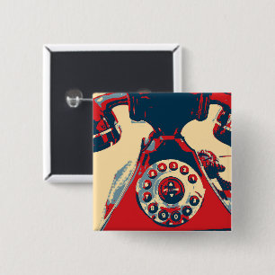 Bóton Quadrado 5.08cm Telefone Retroativo