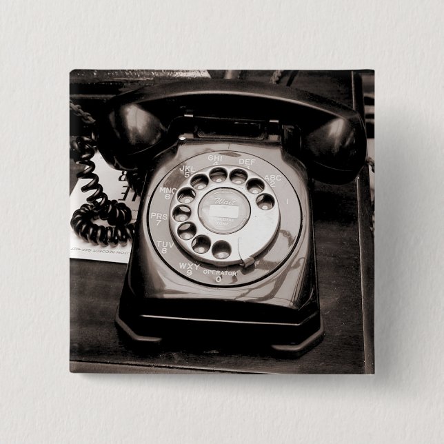 Bóton Quadrado 5.08cm Telefone velho (Frente)