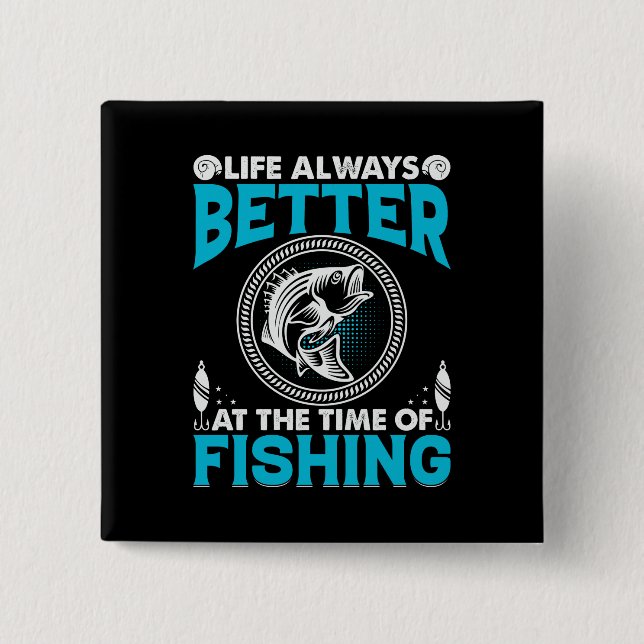 Bóton Quadrado 5.08cm Tema de Pesca (Frente)
