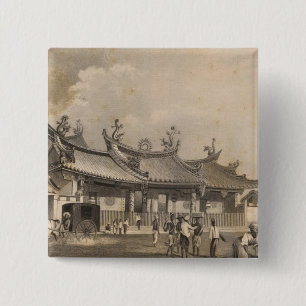 Bóton Quadrado 5.08cm Templo Chinês, Singapura