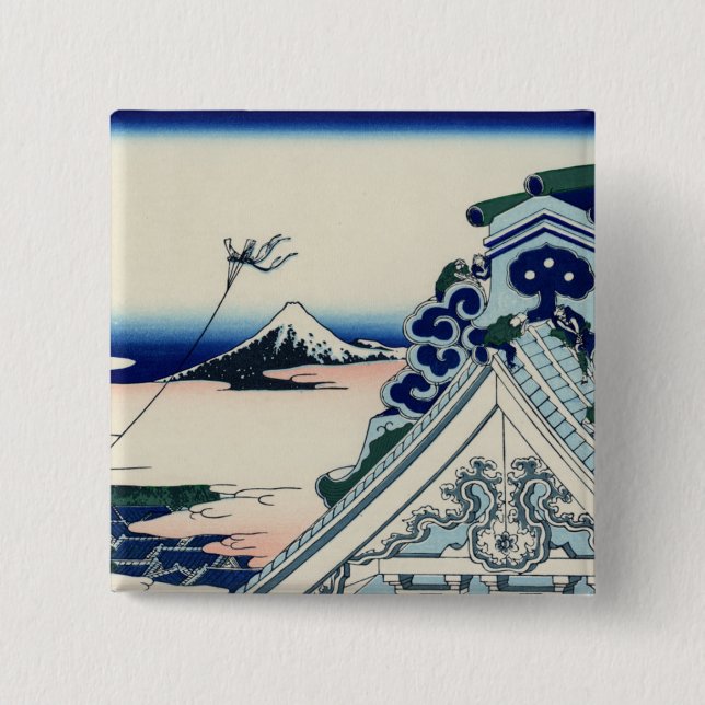 Bóton Quadrado 5.08cm Templo de Asakusa Honganji na capital oriental (Frente)