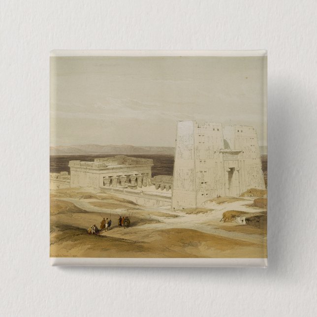 Bóton Quadrado 5.08cm Templo de Edfu, Apollinopolis antigo, Egipto (Frente)