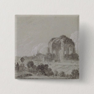 Bóton Quadrado 5.08cm Templo de Minerva Medici, Roma, 1754 (desenho e