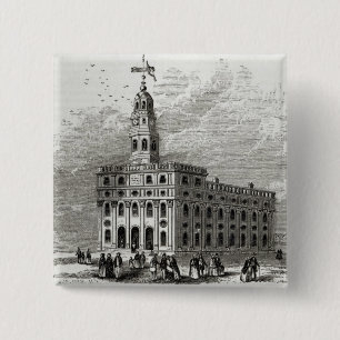 Bóton Quadrado 5.08cm Templo de Mormon em Salt Lake, 1854