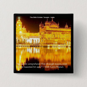 Bóton Quadrado 5.08cm Templo Dourado Sikh na Índia Camisetas & Presentes