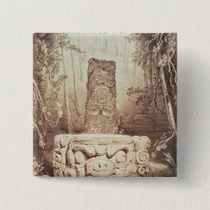 Bóton Quadrado 5.08cm Templo maia, Honduras