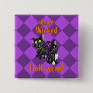 Bóton Quadrado 5.08cm Tenha um Dia das Bruxas Malvado!