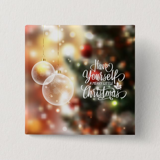 Bóton Quadrado 5.08cm Tenha Um Pequeno Botão De Pino De Natal Feliz (Frente)