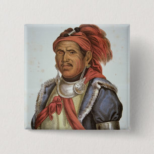 Bóton Quadrado 5.08cm Tenskwatawa (1775-1836) (litho da cor)
