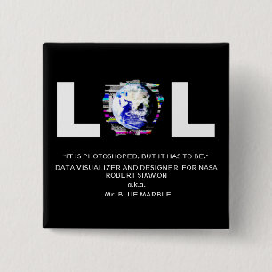 Bóton Quadrado 5.08cm Terra de Photoshoped pelo MÁRMORE do Sr. AZUL