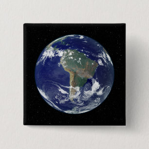 Bóton Quadrado 5.08cm Terra inteiramente iluminada centrada em Ámérica