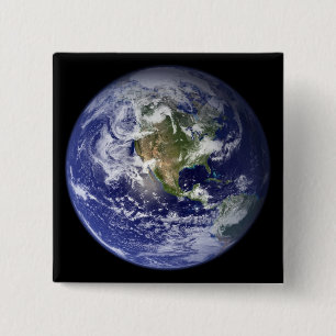 Bóton Quadrado 5.08cm Terra que mostra o hemisfério ocidental