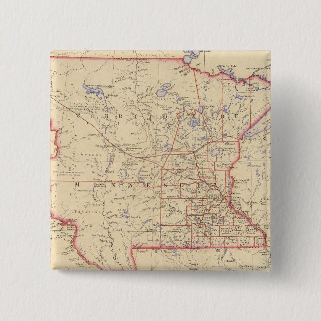 Bóton Quadrado 5.08cm Território de Minnesota (Frente)
