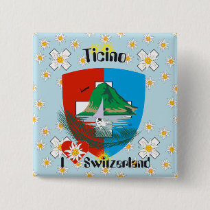 Bóton Quadrado 5.08cm Tessin - Ticino Suíça - Svizzera Button