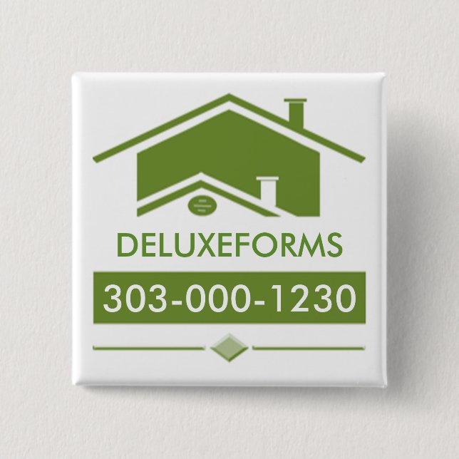 Bóton Quadrado 5.08cm Teto Verde (Frente)