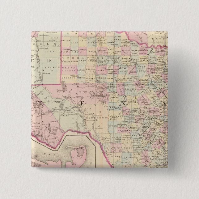 Bóton Quadrado 5.08cm Texas (Frente)