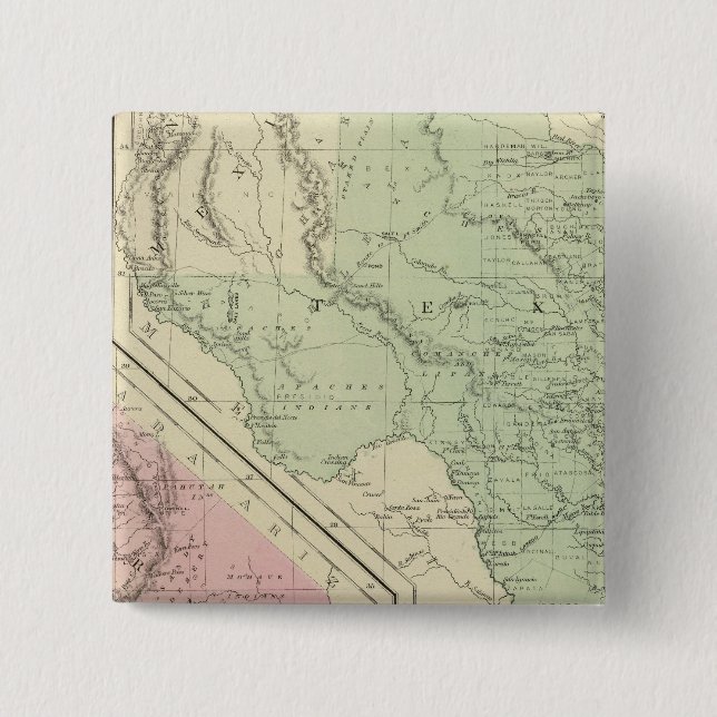 Bóton Quadrado 5.08cm Texas, Califórnia (Frente)