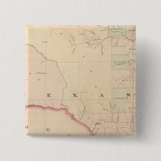 Bóton Quadrado 5.08cm Texas, Parte Ocidental (Frente)