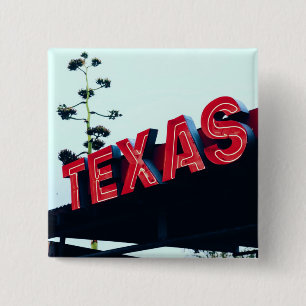 Bóton Quadrado 5.08cm Texas Red Neon Lights EUA