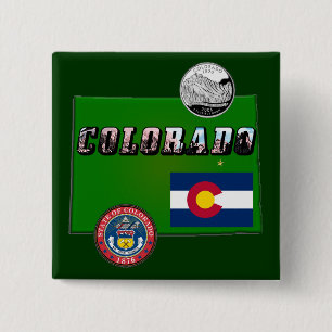 Bóton Quadrado 5.08cm Texto da Imagem do Colorado, Sinalizador, Selo, Qu