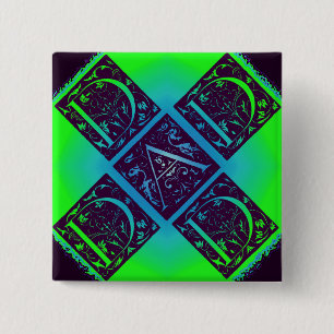 Bóton Quadrado 5.08cm Texto do Rico Pai Fundo azul verde