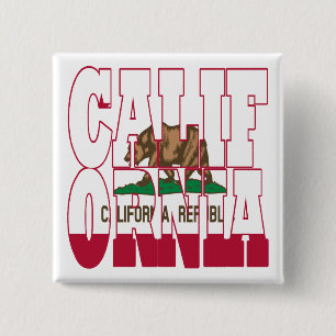 Bóton Quadrado 5.08cm Texto do sinalizador do estado da Califórnia