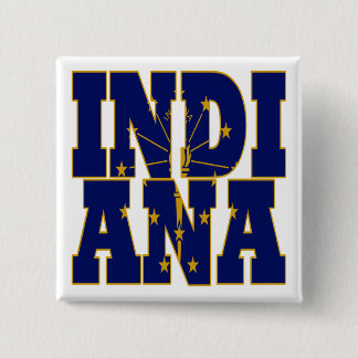 Bóton Quadrado 5.08cm Texto do sinalizador do estado de Indiana