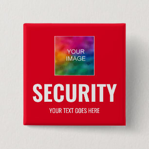 Bóton Quadrado 5.08cm Texto Personalizado e Modelo de Imagem Segurança B