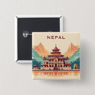 Bóton Quadrado 5.08cm Texto personalizado Nepal