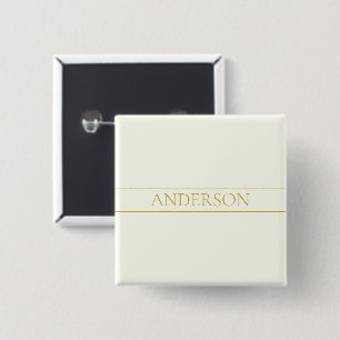Bóton Quadrado 5.08cm Texto Simples Elegante Personalizável Dourado Br