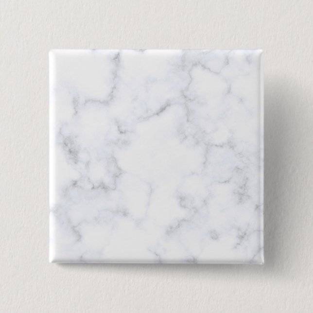 Bóton Quadrado 5.08cm Textura branca de mármore (Frente)