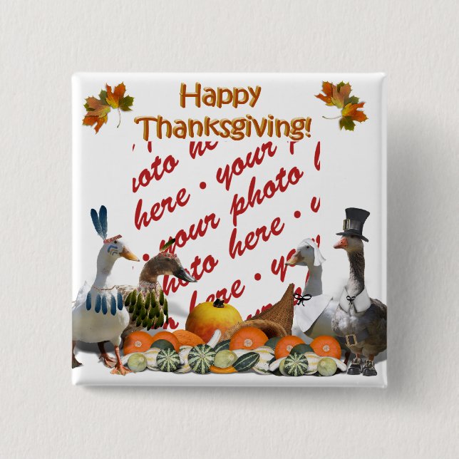 Bóton Quadrado 5.08cm Thanksgiving Ducks (Frente)