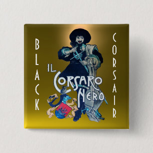 Bóton Quadrado 5.08cm THE BLACK CORSAIR gem dark yellow