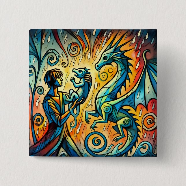 Bóton Quadrado 5.08cm  the dragon keeper (Frente)