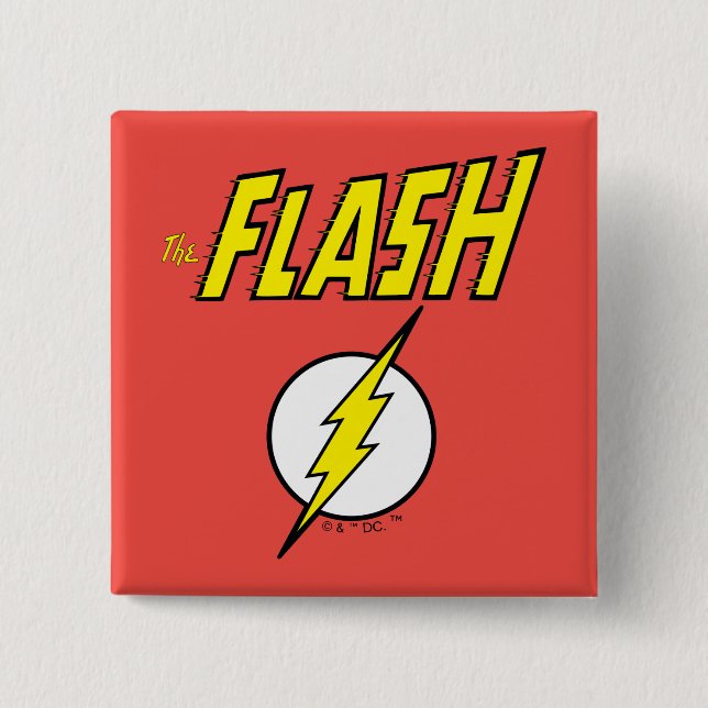 Bóton Quadrado 5.08cm The Flash Name & Lightning Bolt Logo (Frente)